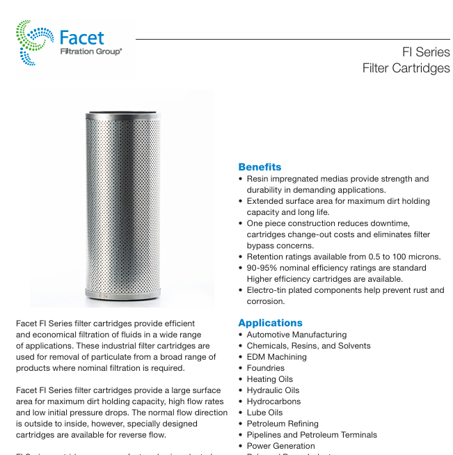 FI Series  Filter Cartridges，F(xiàn)I-209